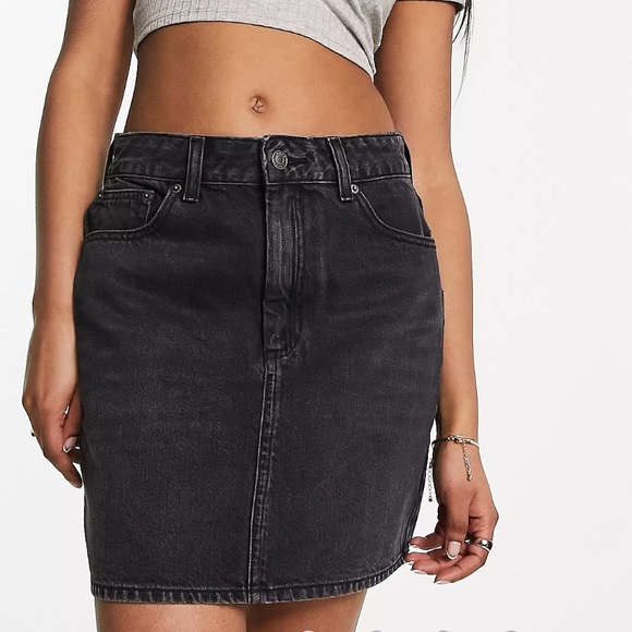 ASOS Dresses & Skirts - ASOS denim high waist mini skirt in black size 8